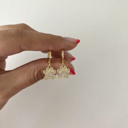 Aros huellita baño de oro 18 k