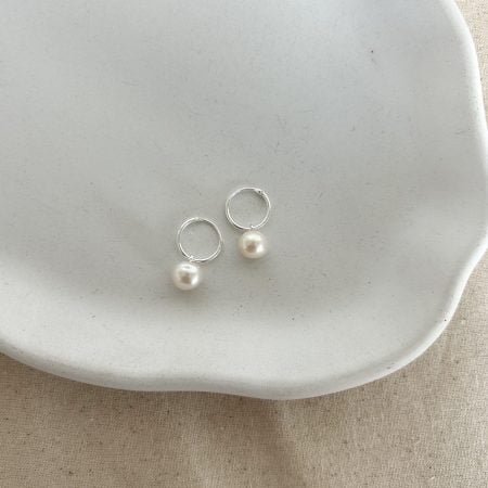 Aros perla de río plata 925