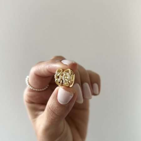 Aros eslabón cubic plata 925 con baño 18 k