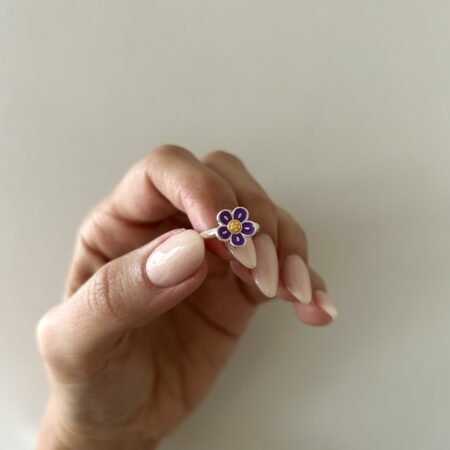 Anillo flor lila plata 925