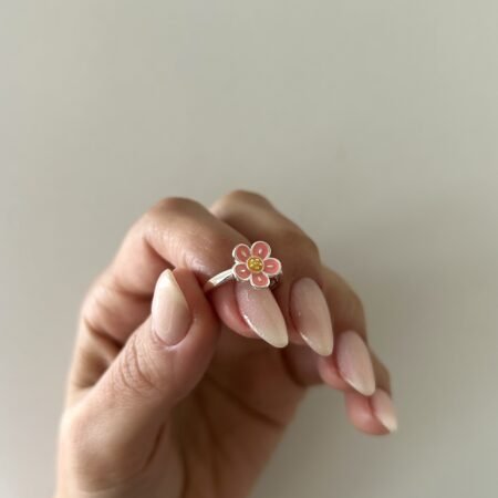 Anillo flor rosa plata 925