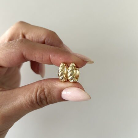 Aros croissant plata 925 y baño de oro 18 k
