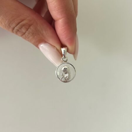 Medalla virgen niña cristal plata 925