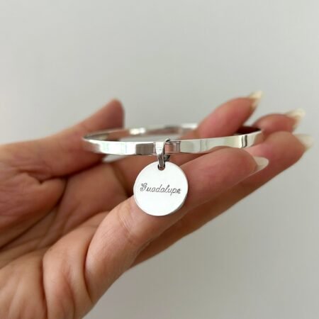 Esclava cinta con medalla y grabado plata 925