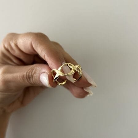 Anillo ADN regulable Plata 925 y baño de oro 18 k