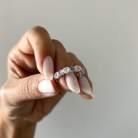 Anillo ojo turco y corazon plata 925