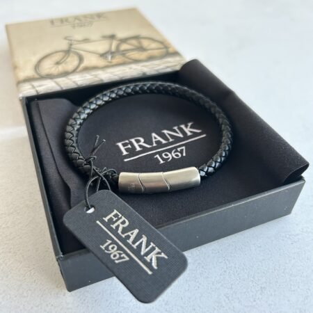 Pulsera Frank cuero negro y acero