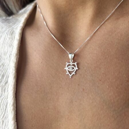 Colgante corazón ojo turco plata 925