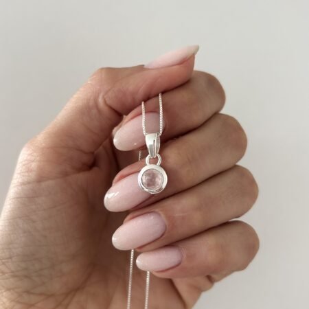 Colgante dije cuarzo rosa plata 925
