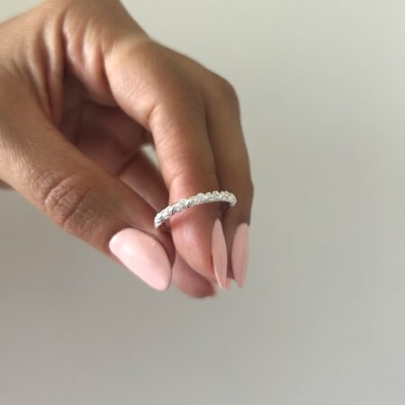 Anillo torneado liso y cubic plata 925
