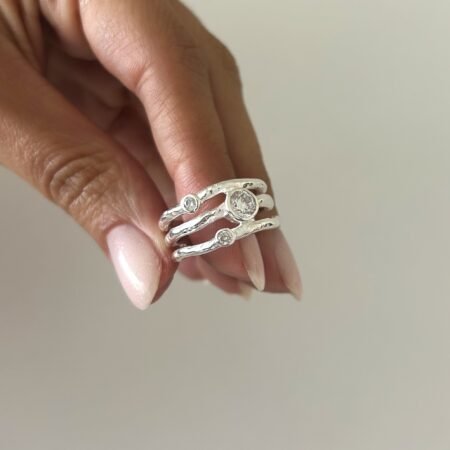 Anillo chunky Circonias plata 925