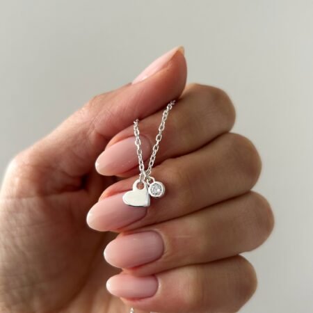 Colgante corazón & punto de luz plata 925