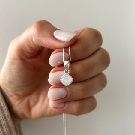 Colgante piedra luna rombo plata 925