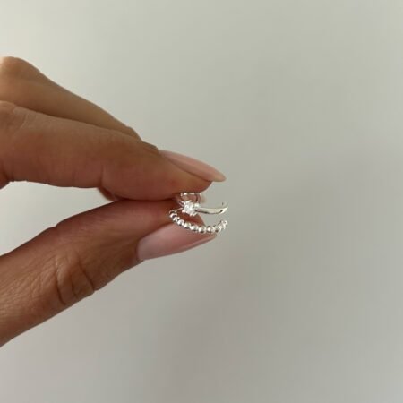 Cuff doble bolitas y cubic plata 925