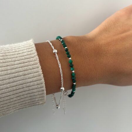Pulsera piedra Malaquita Plata 925