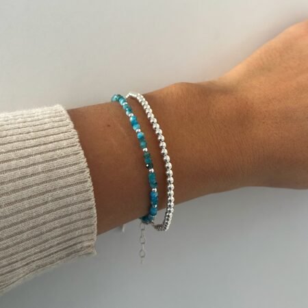 Pulsera piedra apatita Blue plata 925