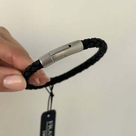 Pulsera Frank cuero negro opaco new