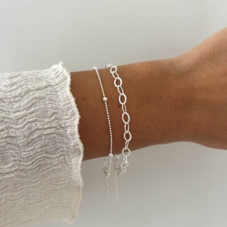 Pulseras eslabones texturados plata 925