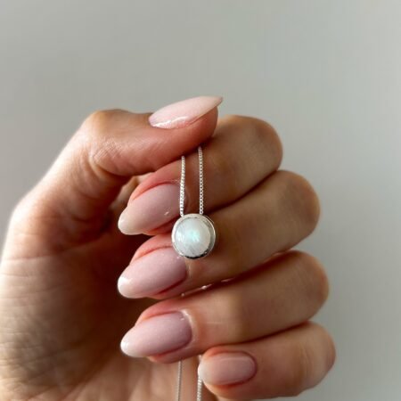 Colgante dije circular piedra luna plata 925