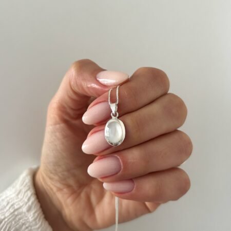 Colgante dije nácar ovalado plata 925