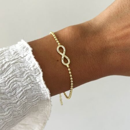 Pulsera infinito cubic plata 925 & baño de oro 18 k