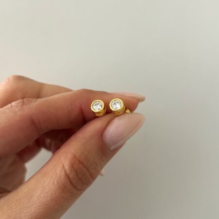 Caravanas punto de luz plata 925 & baño de oro 18 k