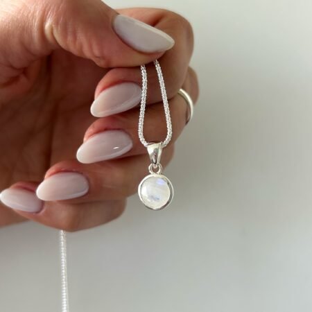 Colgante dije piedra luna circular plata 925