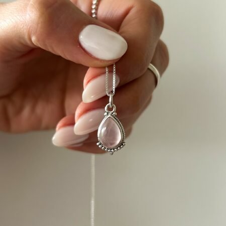 Colgante Bali piedra cuarzo rosa plata 925